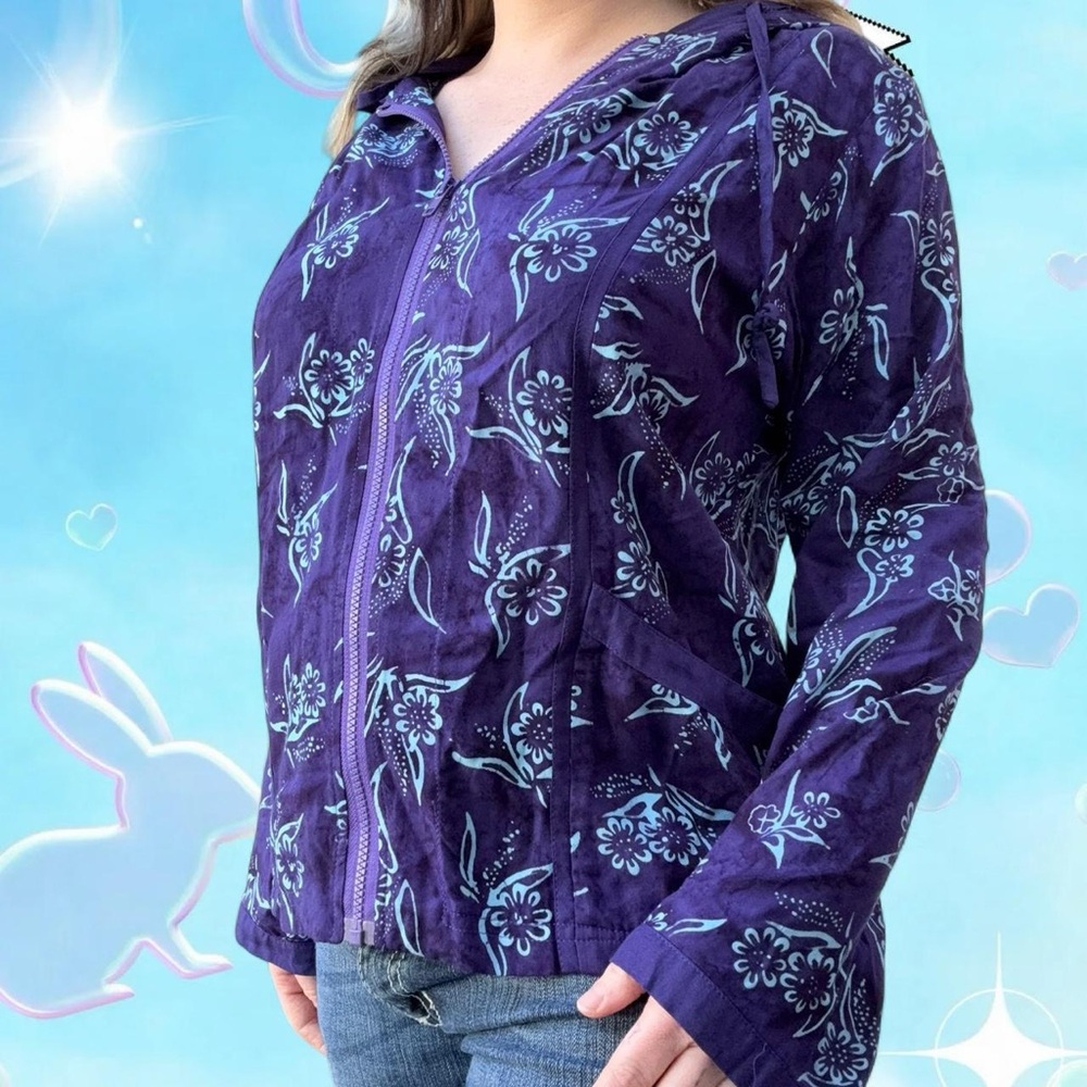 vtg 90s/y2k eagle ray traders coconut girl ultra lightweight beach zip-up, sz md